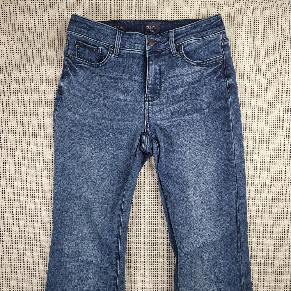 NYDJ Marilyn Straight Jeans Womens 8 Blue Denim Lift Tuck Technology‎ Mid Rise